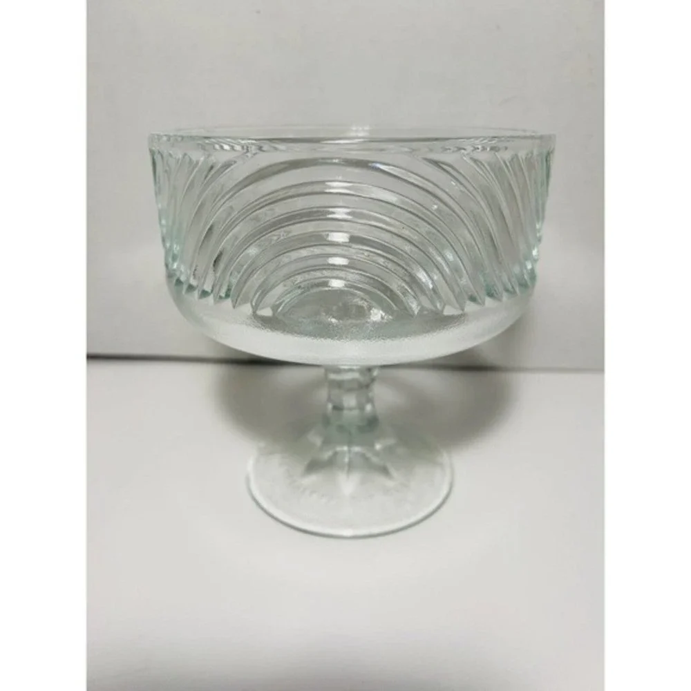 Vintage EO Brody Clear Glass Swirl Compote Pedestal Bowl